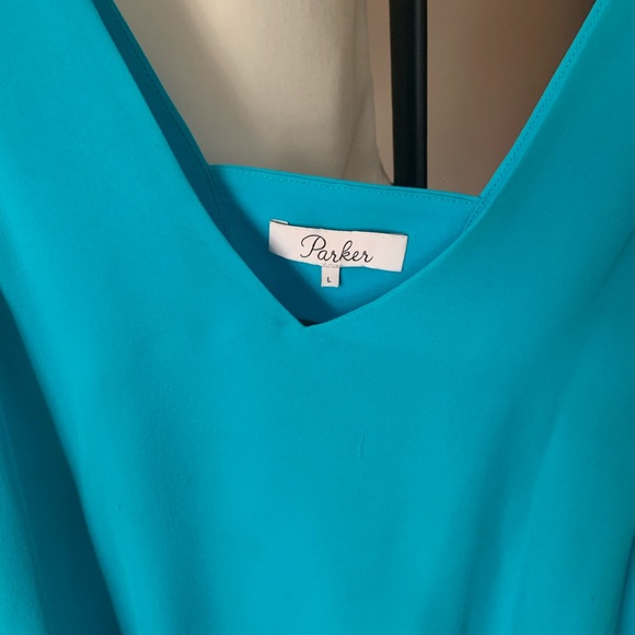 Parker turquoise silk tank size large - Picture 2 of 4